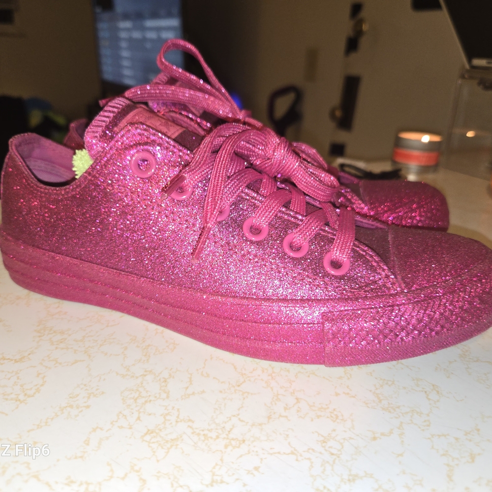 Sparkly Fuchsia Kids Sneakers